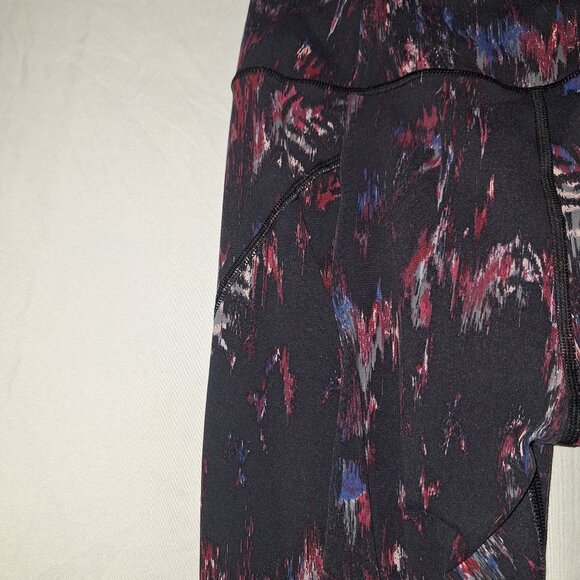 Victoria Sport Women Small Black Colorful Abstract Leggings Mesh Panels Lace-Up - Picture 7 of 10